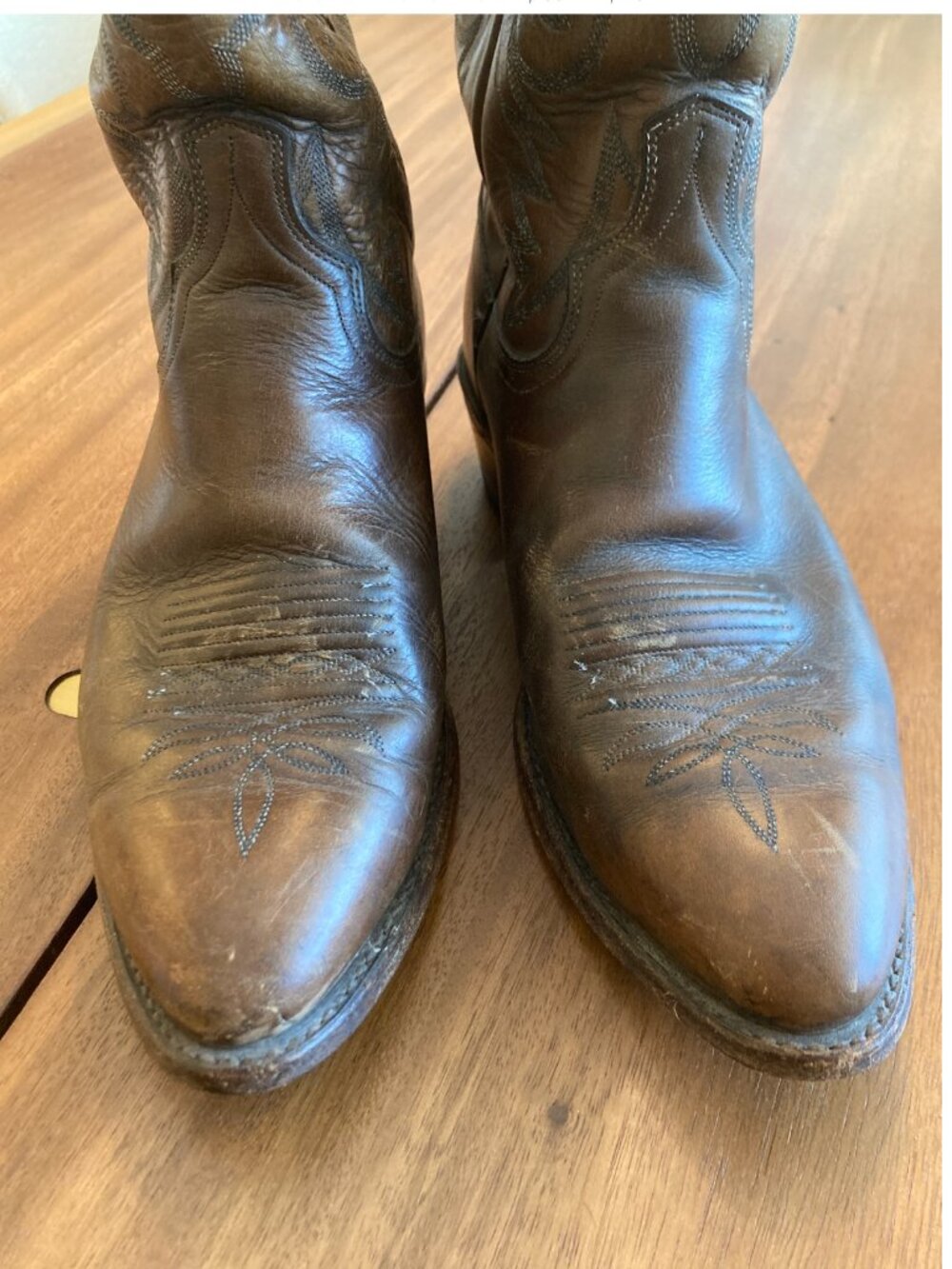 Dan Post Boots / Vintage Antique Tan Napa / Size 12R - Picture 4 of 16